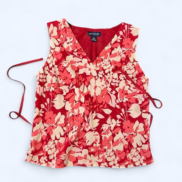 Vintage Y2k Silk Maxi Skirt Sleeveless Top Set Red Pink Floral Romantic 2000s - Picture 2 of 8